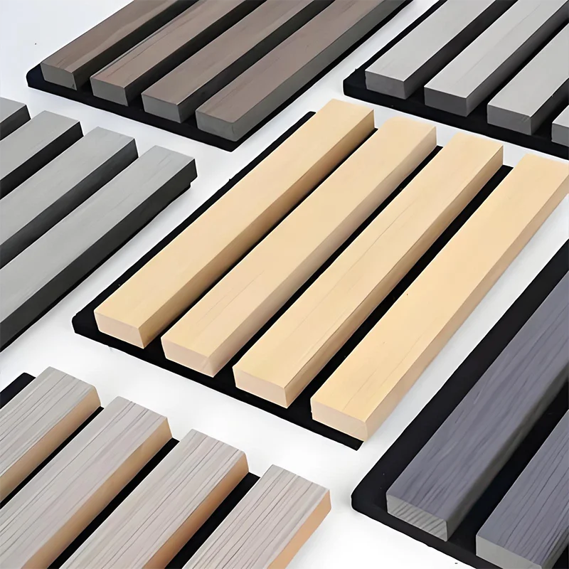 Panel de pared de listones de madera acústica
